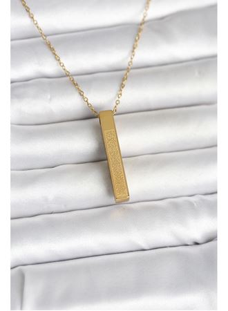 316L Çelik Gold Renk Ayetel Kürsi Yazılı Bar Çubuk Kolye