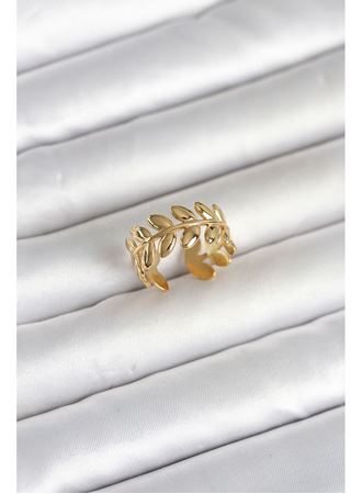 316L Çelik Gold Renk Başak Form Kadın Yüzük
