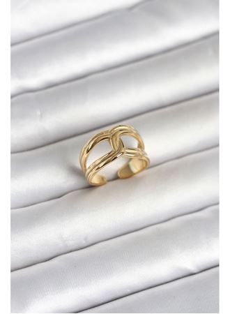 316L Çelik Gold Renk Düğüm Model Kadın Yüzük
