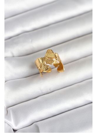 316L Çelik Gold Renk Lotus Model Kadın Yüzük