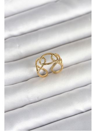 316L Çelik Gold Renk Zincir Model Kadın Yüzük