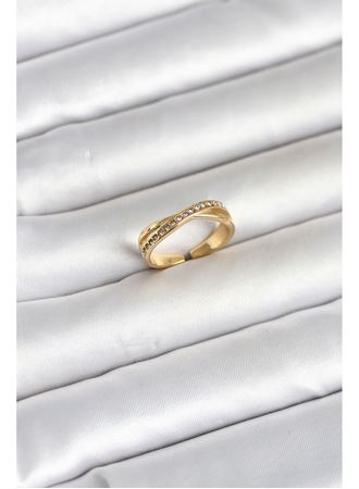 316L Çelik Gold Renk Zirkon Taşlı Kadın Yüzük