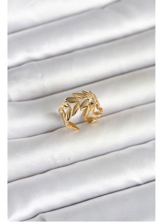 316L Çelik Gold Renk Başak Figür Kadın Yüzük