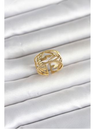 316L Çelik Gold Renk Başak Model Kadın Yüzük