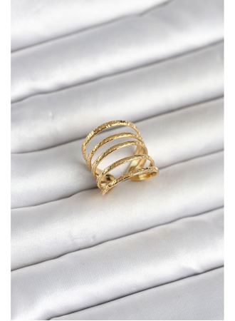 316L Çelik Gold Renk Sıralı Model Kadın Yüzük