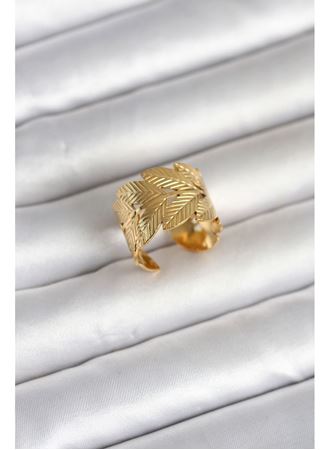 316L Çelik Gold Renk Başak Modeli Kadın Yüzük