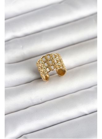 316L Çelik Gold Renk Zincir Model Kadın Yüzük