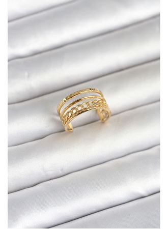 316L Çelik Gold Renk Zincirli Vintage Model Kadın Yüzük