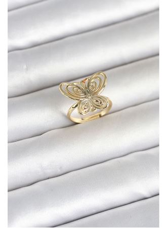 Pirinç Gold Renk Füsun Kelebek Model Kadın Yüzük