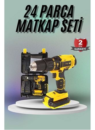 Matkap Seti 24 Parça Çift Bataryalı Darbeli Led Işıklı Vidalama