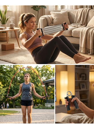 Evde Spor Seti Atlama İpi El Güçlendirici ve Karın Aleti