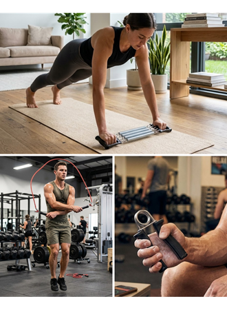 3 Parça Spor Seti Atlama İpi El Yayı ve Karın Çalışma Aleti