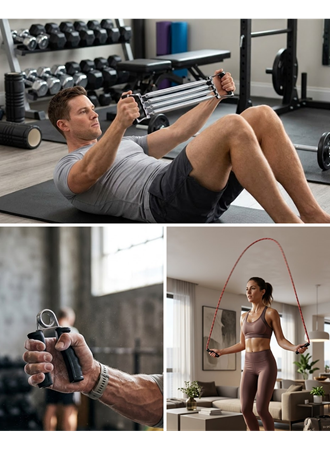 Ev Spor Seti Atlama İpi El Yayı Karın Egzersiz Aleti Fitness Seti