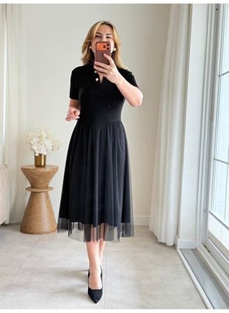 Kadın Tül Etekli Viskon Elbise