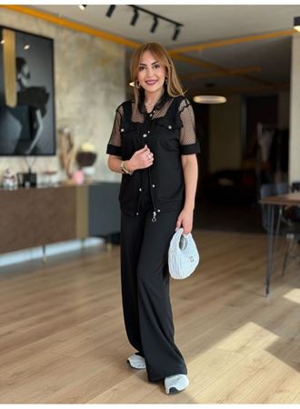 Kadın Fileli Kapüşonlu Modal Ceket