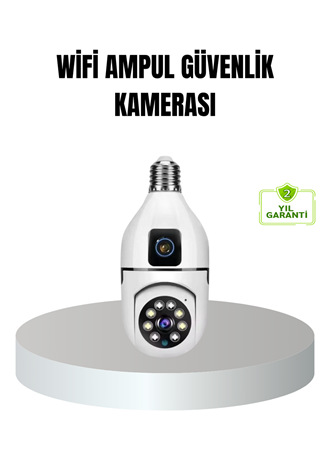 WiFi Ampul Güvenlik Kamerası 1080P Full HD Gece Görüşlü ve Hareket Algılamalı