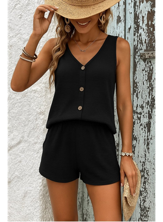 Kadın Askılı Kolsuz V Yakalı önden Düğmeli Bürümcük Bluz Ve Short Ikili Takım