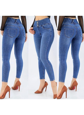 Yüksel Bel Likralı Kot Pantolon (Mavi)