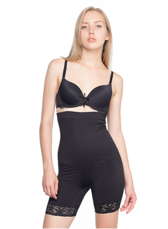 Siyah MI Emay 2027 Yüksek Bel Dantelli Paçalı Korse