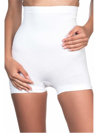 Beyaz MI Emay 2055 Yüksek Bel Masajlı Boxer Korse