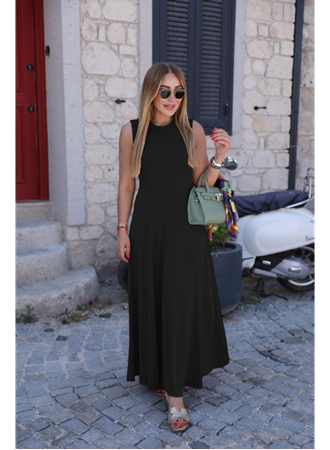 Kadın Sıfır Kollu Bisiklet Yaka Viskon Elbise