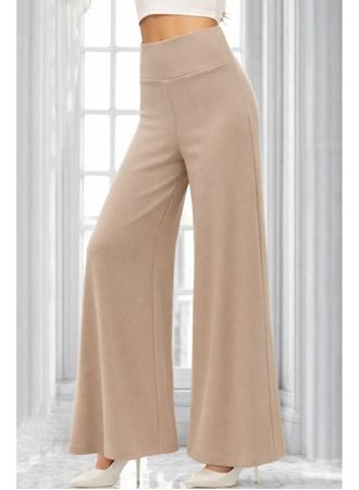 Kadın Yüksek Bel Beli Geniş Paçalı Uzun Janjan Krep Pantolon