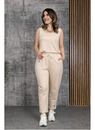 Kadın Askılı Yuvarlak Yaka Viskon Iki Iplik Bluz Ve Eşofman Altı Ikili Takım