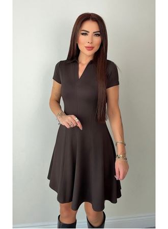Kadın Kısa Kollu V Yakalı Kısa Modal Elbise