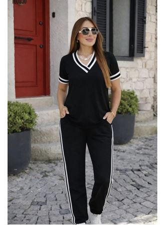 Kadın Kısa Kollu Ribana Yakalı Viskon Iki Iplik Ikili Takım