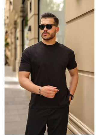Erkek Kolları Dar Kesim Rahat Kalıp Basic Tişört