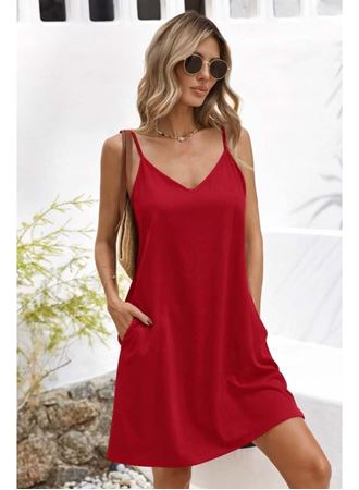 Kadın Ip Askılı V Yakalı Kısa Aerobin Elbise