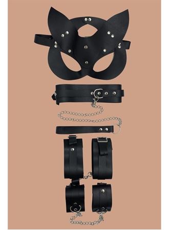 Siyah 4'lü Maske ,Tasma,Kelepce Harness Set