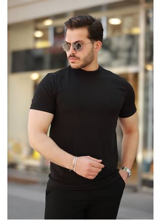 Erkek Ince çizgi Dokulu Kısa Kollu T-shirt