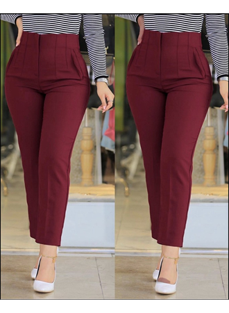 Kadın üste Oturan Paçası Bilek üzerinde Biten Atlas Kumaş Pantolon 36 (S) - 48 (4XL)