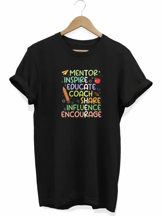24 Kasım Öğretmenler Günü Hediye Temalı Oversize Bisiklet Yaka T-shirt - Siyah