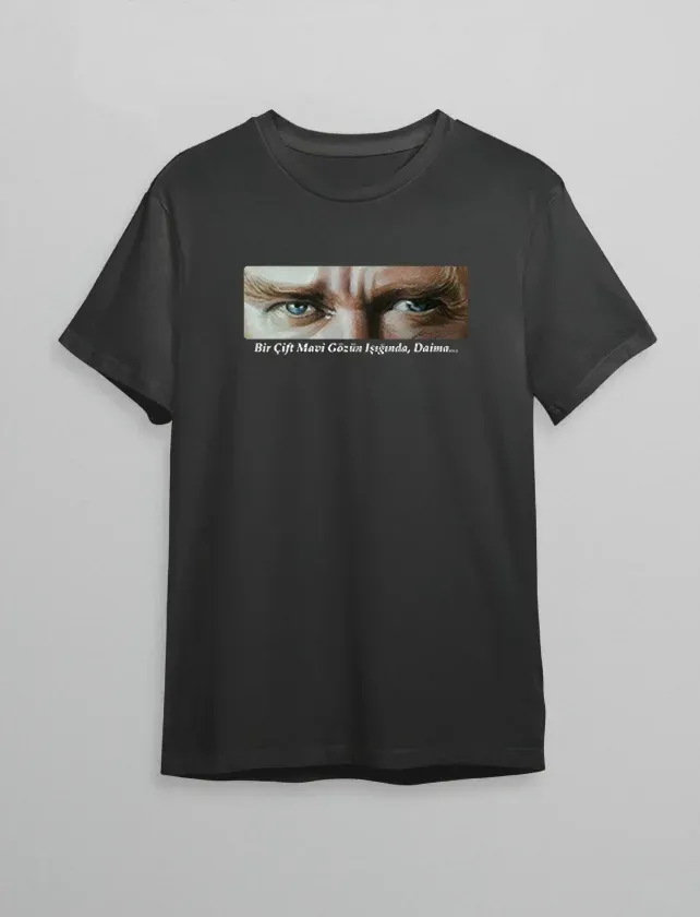 10 Kasım Atatürkü Anma Günü Baskılı Oversize Bisiklet Yaka T-shirt - Siyah