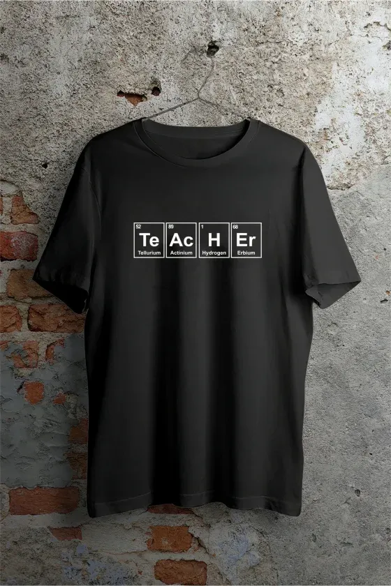 24 Kasım Kimya Öğretmeni Hediyesi Baskılı Bisiklet Yaka T-shirt - Beyaz