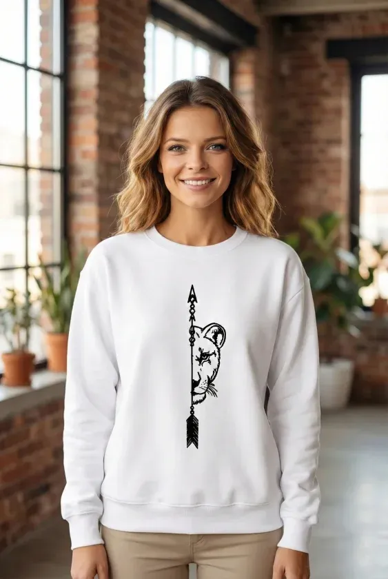 Sevgililer Günü Baskılı Oversize Bisiklet Yaka Sweatshirt - Beyaz
