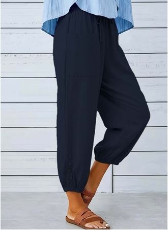 Kadın Beli Lastikli Bağcıklı Düğme Detaylı Pantolon