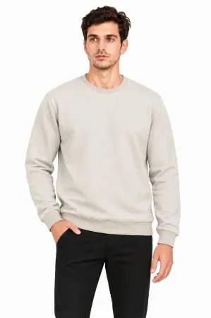 Erkek Bisiklet Yaka İçi Şardonlu 2 İplik Düz Uzun Kollu Regular Fit Sweatshirt - Gri