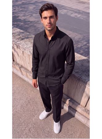Erkek Standart Kesim Gabardin Kumaş Uzun Kollu Gömlek