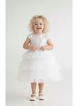 KIZ ÇOCUK PULLU TÜLLÜ ELBİSE BEYAZ