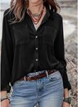 Kadın Uzun Kollu Yakalı önden Düğmeli Cep Detaylı Kadife Gömlek