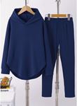 Kadın Uzun Kollu Kapşonlu Meloni Bluz Ve Pantolon Ikili Takım