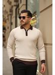 Erkek Kol Ve Yaka Detaylı Uzun Kollu Triko
