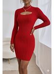 Kadın Uzun Kollu Yarı Balıkçı Yaka Pencere Göğüs Detay Mini Triko Elbise