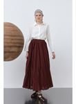 Kadın Yüksek Bel Arkadan Fermuarlı Kırışık Geniş Kesimli Vural Etek