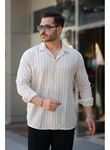 Erkek çizgili Keten Gömlek