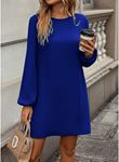 Kadın Uzun Kollu Yuvarlak Yaka Mini Ithal Krep Elbise