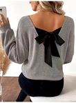 Kadın Uzun Kollu V Yakalı Arkadan Kurdela Detaylı şardonlu Kaşkorse Bluz